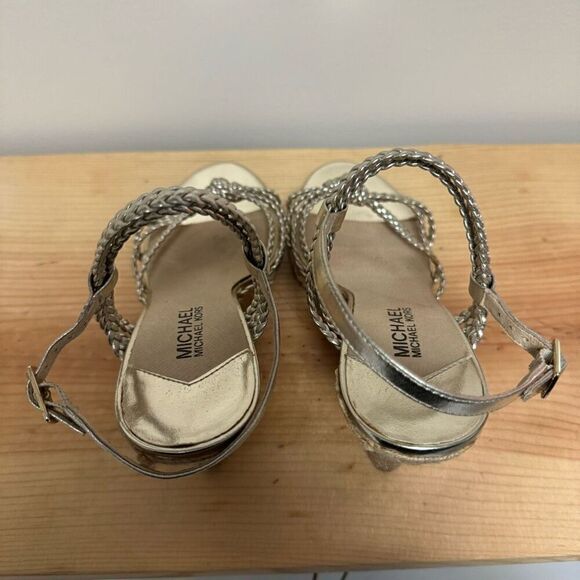 Michael Kors Palm Beach Sandal Silver Boho Wedges Sz 8 - Picture 7 of 8